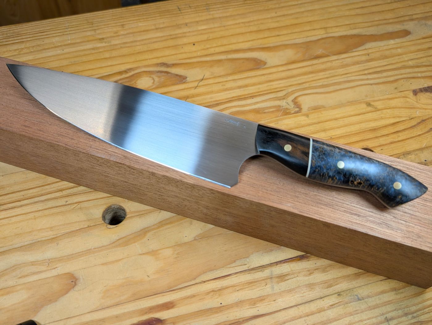 Black Ash Burl and Ebony Chef Knife